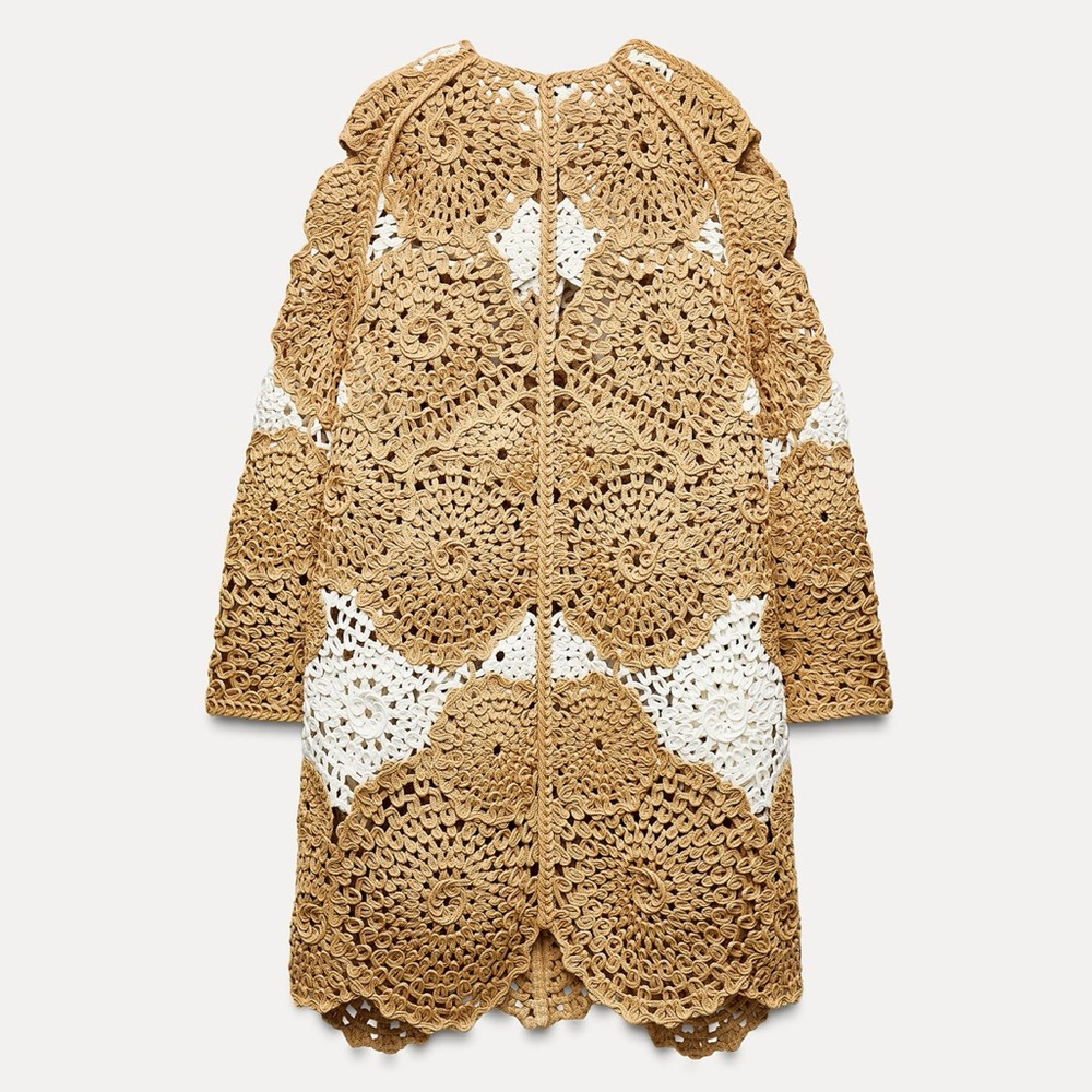 ZARA WRAP FRONT CROCHET KNIT COAT